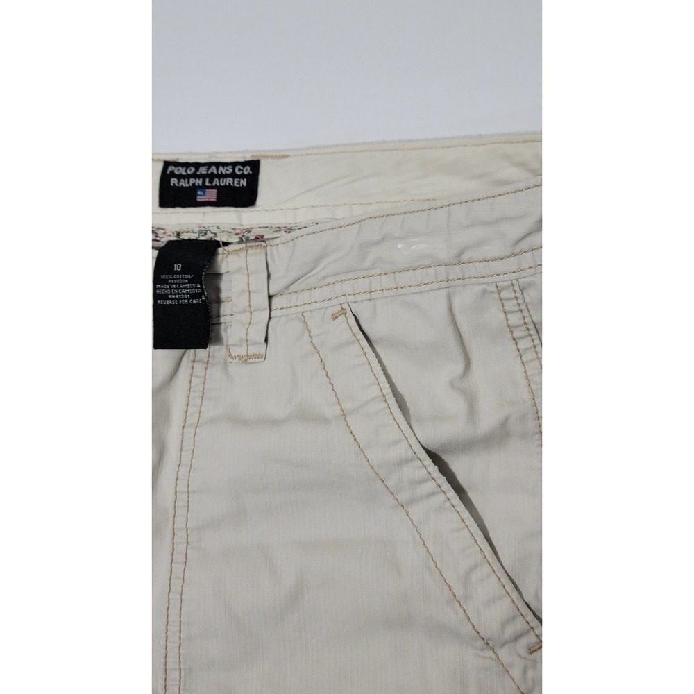 Ralph Lauren Shorts Women's Size 10 Ivory Classic Cargo Mid Rise Cotton Pockets - Picture 2 of 6